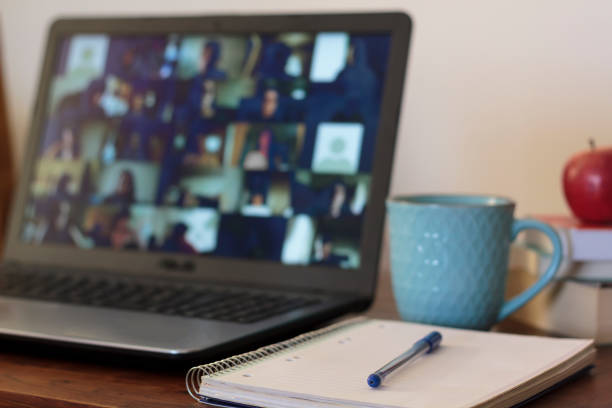 Laptop, School And Books On Table. Online School, E Learning Concept